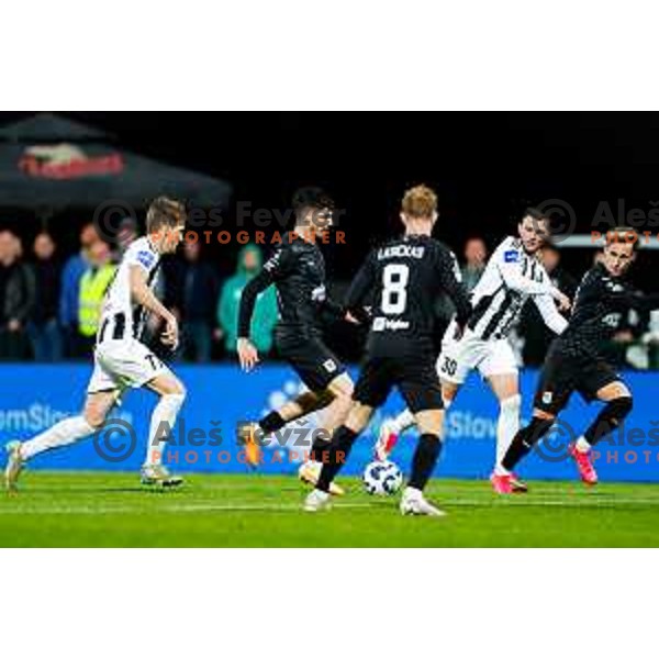 in action during Prva liga Telemach 2024/2025 football match between Mura and Olimpija in Murska Sobota, Slovenia on May 10, 2025