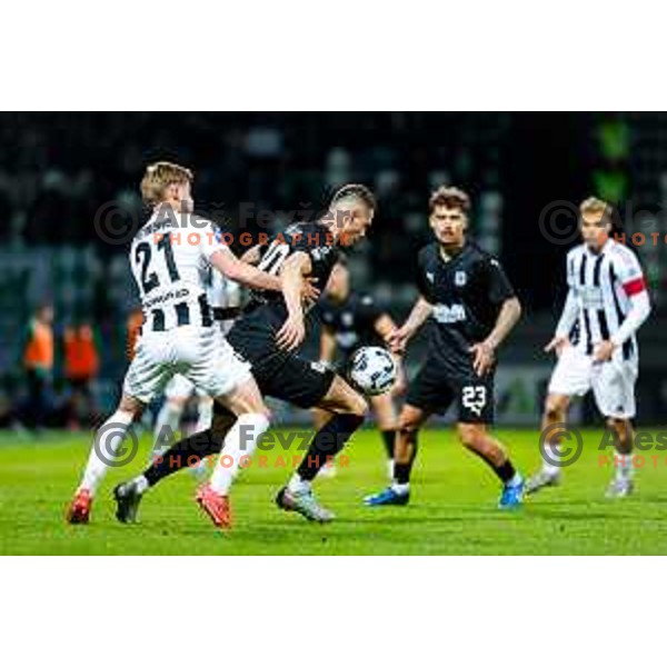 in action during Prva liga Telemach 2024/2025 football match between Mura and Olimpija in Murska Sobota, Slovenia on May 10, 2025