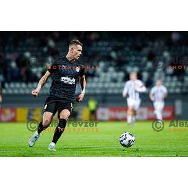 in action during Prva liga Telemach 2024/2025 football match between Mura and Olimpija in Murska Sobota, Slovenia on May 10, 2025