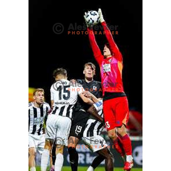 in action during Prva liga Telemach 2024/2025 football match between Mura and Olimpija in Murska Sobota, Slovenia on May 10, 2025