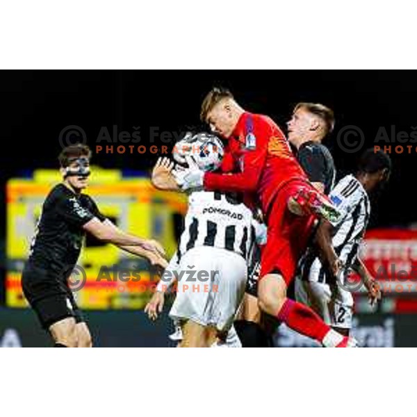 in action during Prva liga Telemach 2024/2025 football match between Mura and Olimpija in Murska Sobota, Slovenia on May 10, 2025