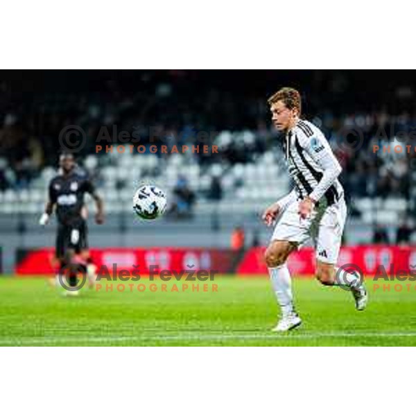 in action during Prva liga Telemach 2024/2025 football match between Mura and Olimpija in Murska Sobota, Slovenia on May 10, 2025