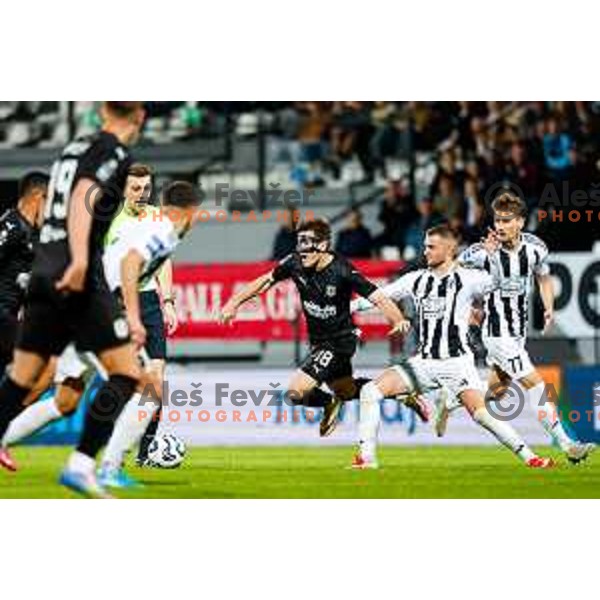 in action during Prva liga Telemach 2024/2025 football match between Mura and Olimpija in Murska Sobota, Slovenia on May 10, 2025