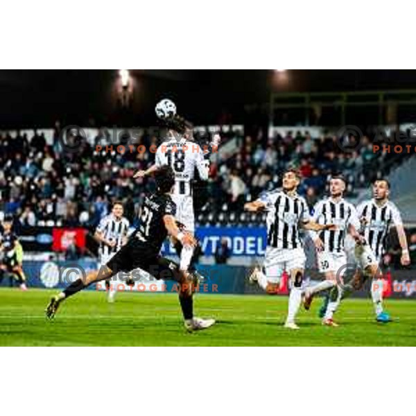 in action during Prva liga Telemach 2024/2025 football match between Mura and Olimpija in Murska Sobota, Slovenia on May 10, 2025