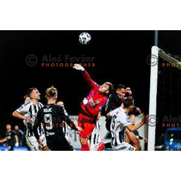 in action during Prva liga Telemach 2024/2025 football match between Mura and Olimpija in Murska Sobota, Slovenia on May 10, 2025