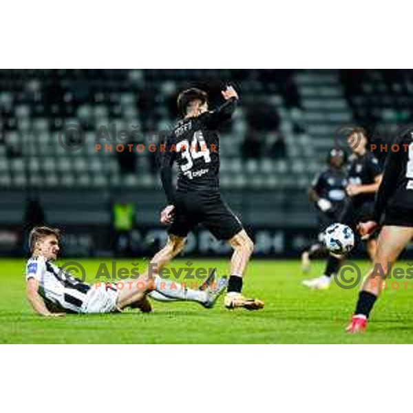 in action during Prva liga Telemach 2024/2025 football match between Mura and Olimpija in Murska Sobota, Slovenia on May 10, 2025