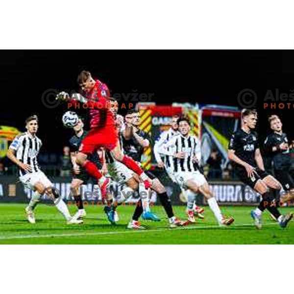 in action during Prva liga Telemach 2024/2025 football match between Mura and Olimpija in Murska Sobota, Slovenia on May 10, 2025