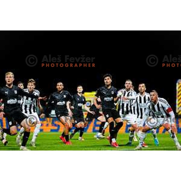 in action during Prva liga Telemach 2024/2025 football match between Mura and Olimpija in Murska Sobota, Slovenia on May 10, 2025