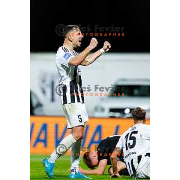 in action during Prva liga Telemach 2024/2025 football match between Mura and Olimpija in Murska Sobota, Slovenia on May 10, 2025