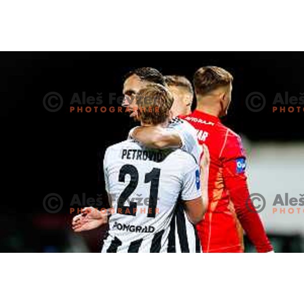in action during Prva liga Telemach 2024/2025 football match between Mura and Olimpija in Murska Sobota, Slovenia on May 10, 2025