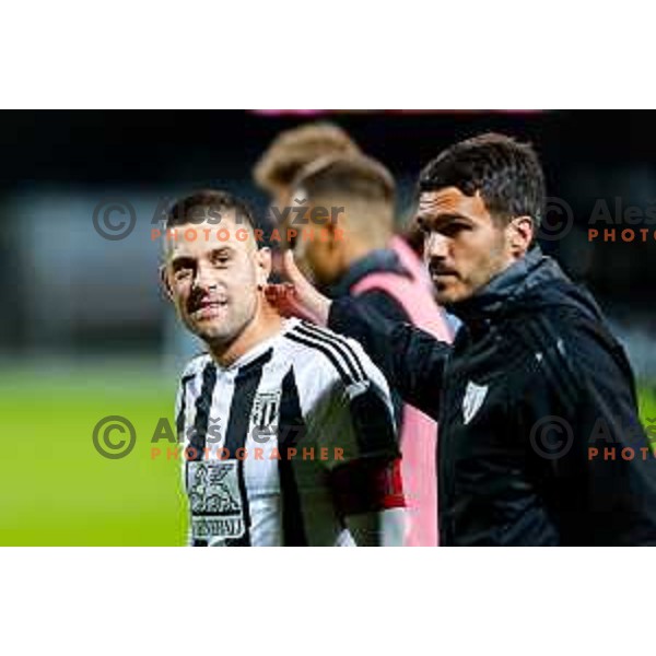 in action during Prva liga Telemach 2024/2025 football match between Mura and Olimpija in Murska Sobota, Slovenia on May 10, 2025