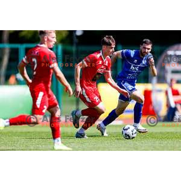 in action during 2.SNL 2024/2025 football match between Slovan and Gorica in Ljubljana, Slovenia on May 11, 2025