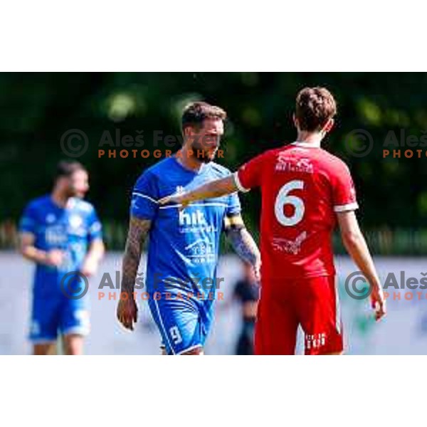 in action during 2.SNL 2024/2025 football match between Slovan and Gorica in Ljubljana, Slovenia on May 11, 2025