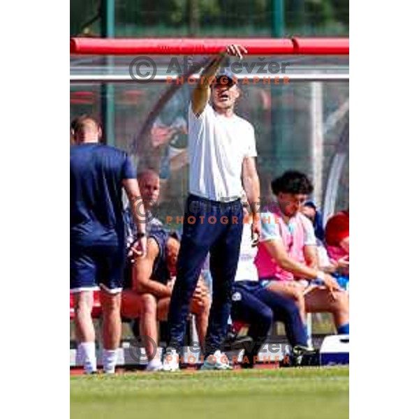 in action during 2.SNL 2024/2025 football match between Slovan and Gorica in Ljubljana, Slovenia on May 11, 2025