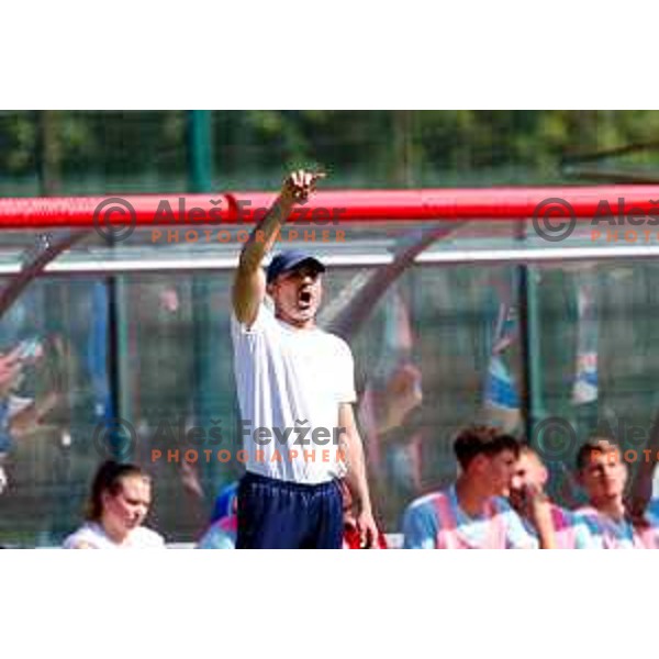 in action during 2.SNL 2024/2025 football match between Slovan and Gorica in Ljubljana, Slovenia on May 11, 2025