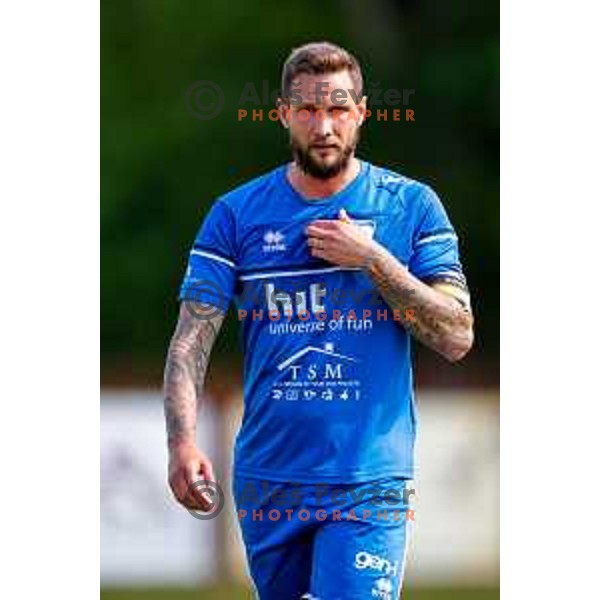 in action during 2.SNL 2024/2025 football match between Slovan and Gorica in Ljubljana, Slovenia on May 11, 2025