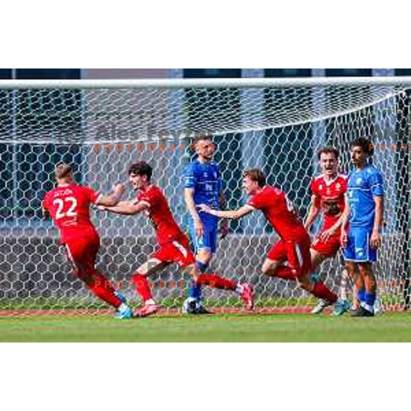 in action during 2.SNL 2024/2025 football match between Slovan and Gorica in Ljubljana, Slovenia on May 11, 2025