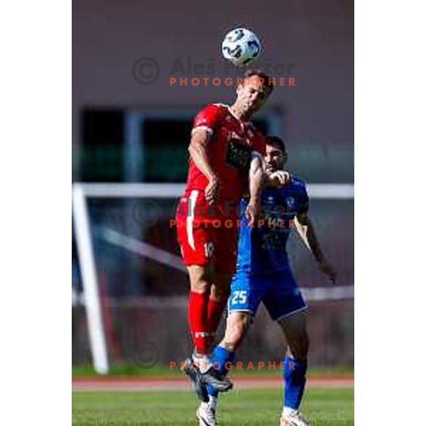 in action during 2.SNL 2024/2025 football match between Slovan and Gorica in Ljubljana, Slovenia on May 11, 2025