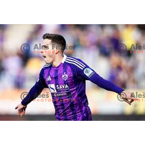 Ziga Repas celebrates goal during Prva liga Telemach football match between Maribor and Primorje in Ljudski vrt, Maribor, Slovenia on May 11, 2025. Photo: Jure Banfi