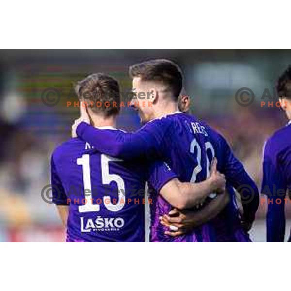 Ziga Repas celebrates goal during Prva liga Telemach football match between Maribor and Primorje in Ljudski vrt, Maribor, Slovenia on May 11, 2025. Photo: Jure Banfi