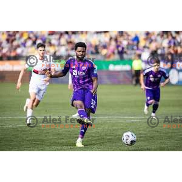 Benjamin Tettteh penalty kick during Prva liga Telemach football match between Maribor and Primorje in Ljudski vrt, Maribor, Slovenia on May 11, 2025. Photo: Jure Banfi