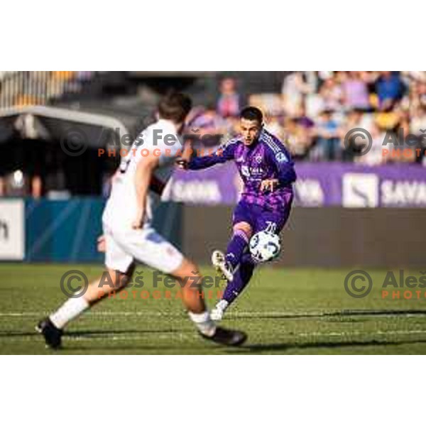 Bartug Elmaz in action during Prva liga Telemach football match between Maribor and Primorje in Ljudski vrt, Maribor, Slovenia on May 11, 2025. Photo: Jure Banfi