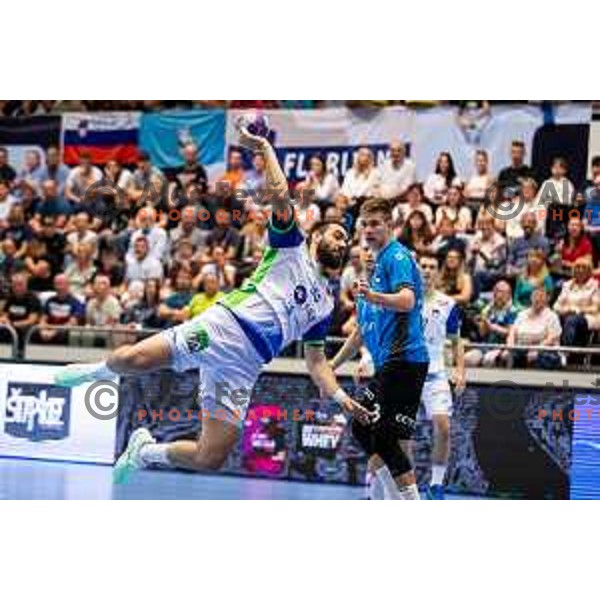 Stefan Zabic during Euro Men 2026 Qualifiers handball match between Slovenia and Estonia in Golovec Hall, Celje, Slovenia on May 11, 2025