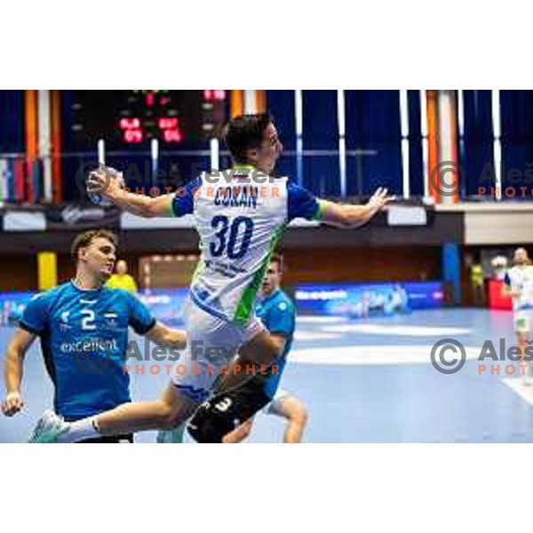 Tim Cokan during Euro Men 2026 Qualifiers handball match between Slovenia and Estonia in Golovec Hall, Celje, Slovenia on May 11, 2025