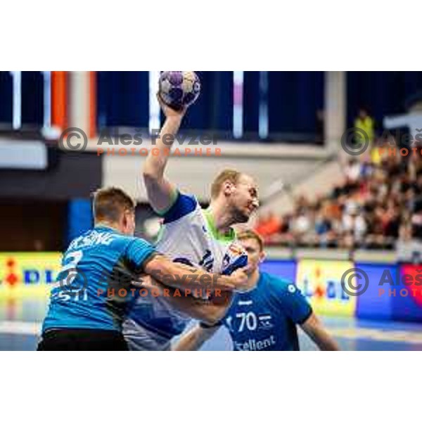 Domen Tajnik during Euro Men 2026 Qualifiers handball match between Slovenia and Estonia in Golovec Hall, Celje, Slovenia on May 11, 2025