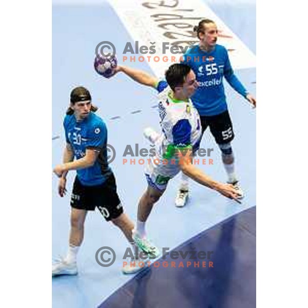 Tim Cokan during Euro Men 2026 Qualifiers handball match between Slovenia and Estonia in Golovec Hall, Celje, Slovenia on May 11, 2025