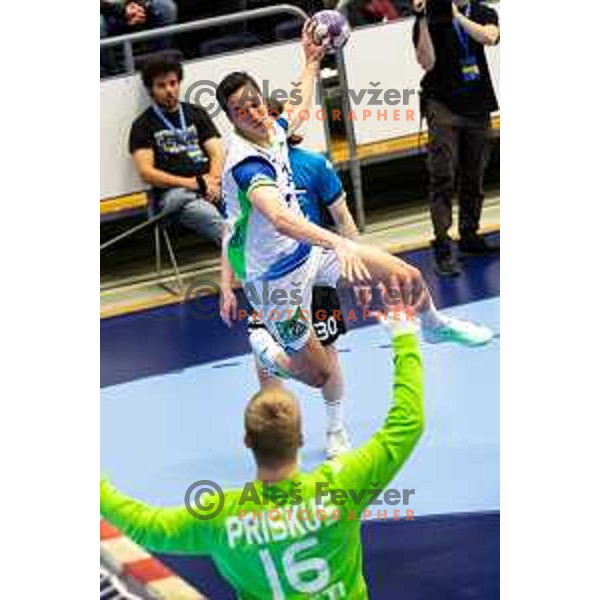 Tim Cokan during Euro Men 2026 Qualifiers handball match between Slovenia and Estonia in Golovec Hall, Celje, Slovenia on May 11, 2025