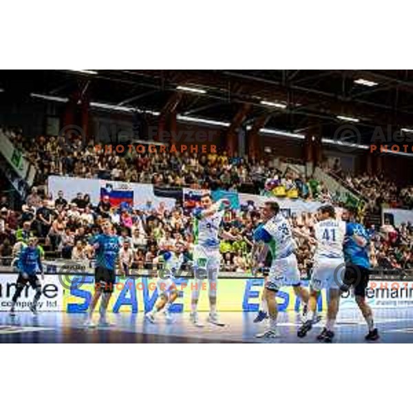 during Euro Men 2026 Qualifiers handball match between Slovenia and Estonia in Golovec Hall, Celje, Slovenia on May 11, 2025