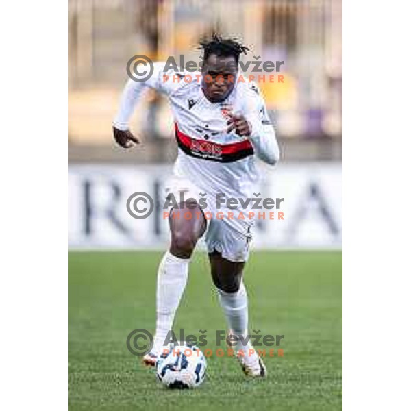 Ishaq Kayode Rafiu in action during Prva liga Telemach football match between Maribor and Primorje in Ljudski vrt, Maribor, Slovenia on May 11, 2025. Photo: Jure Banfi