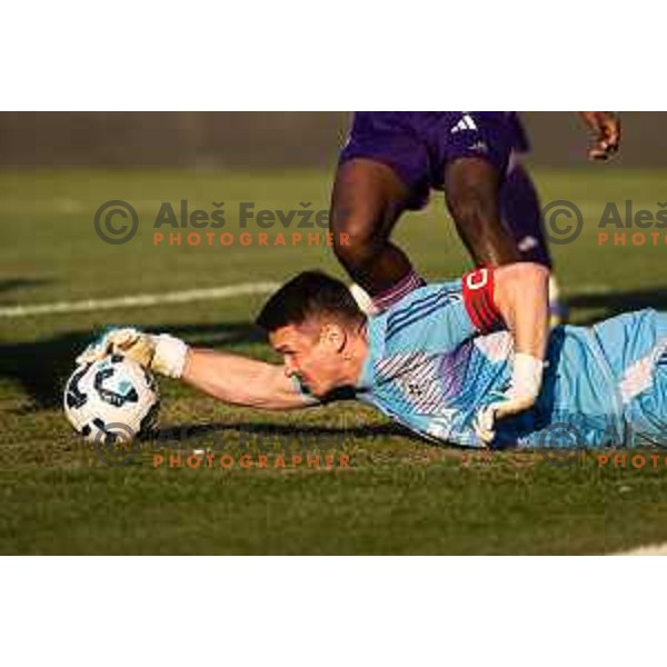 Azbe Jug in action during Prva liga Telemach football match between Maribor and Primorje in Ljudski vrt, Maribor, Slovenia on May 11, 2025. Photo: Jure Banfi
