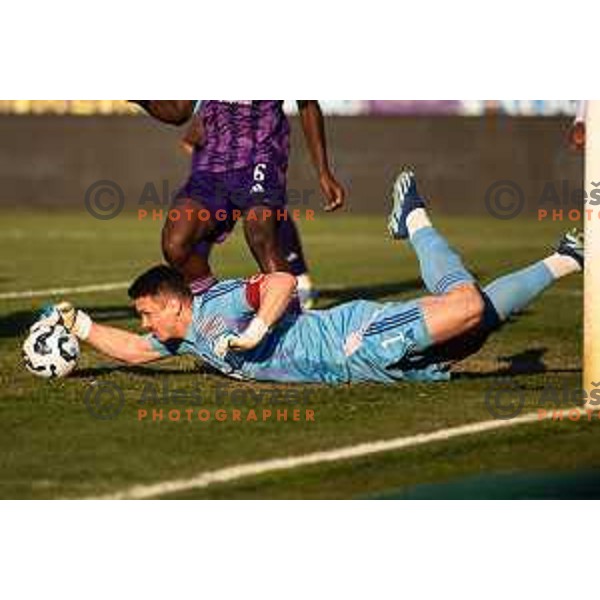 Azbe Jug in action during Prva liga Telemach football match between Maribor and Primorje in Ljudski vrt, Maribor, Slovenia on May 11, 2025. Photo: Jure Banfi