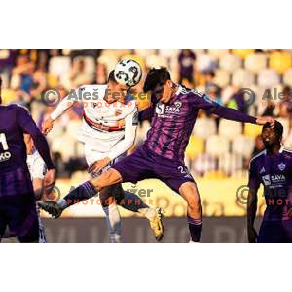 Mirko Mutavcic vs Nejc Viher in action during Prva liga Telemach football match between Maribor and Primorje in Ljudski vrt, Maribor, Slovenia on May 11, 2025. Photo: Jure Banfi
