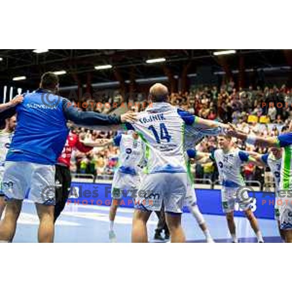 during Euro Men 2026 Qualifiers handball match between Slovenia and Estonia in Golovec Hall, Celje, Slovenia on May 11, 2025