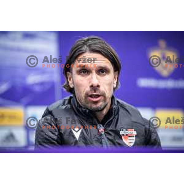 Milan Andelkovic, head coach of Primorje at the press conference after Prva liga Telemach football match between Maribor and Primorje in Ljudski vrt, Maribor, Slovenia on May 11, 2025. Photo: Jure Banfi