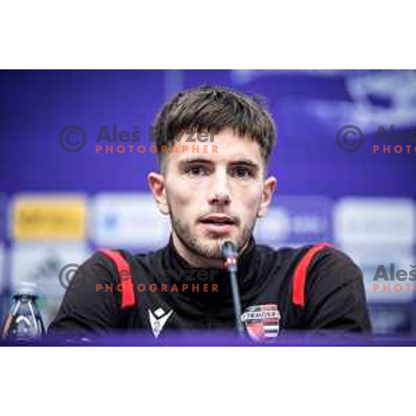 Zan Besir at the press conference after Prva liga Telemach football match between Maribor and Primorje in Ljudski vrt, Maribor, Slovenia on May 11, 2025. Photo: Jure Banfi