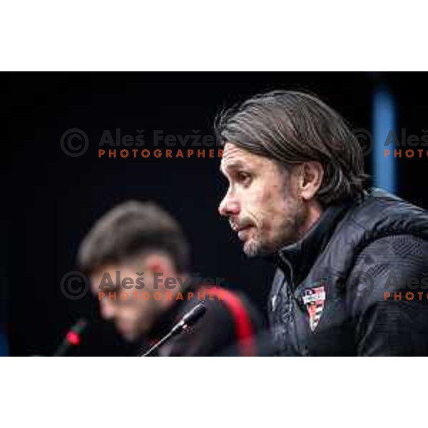 Milan Andelkovic, head coach of Primorje at the press conference after Prva liga Telemach football match between Maribor and Primorje in Ljudski vrt, Maribor, Slovenia on May 11, 2025. Photo: Jure Banfi