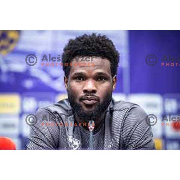 Benjamin Tetteh at the press conference after Prva liga Telemach football match between Maribor and Primorje in Ljudski vrt, Maribor, Slovenia on May 11, 2025. Photo: Jure Banfi