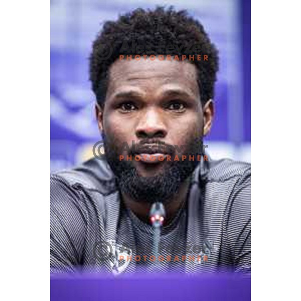 Benjamin Tetteh at the press conference after Prva liga Telemach football match between Maribor and Primorje in Ljudski vrt, Maribor, Slovenia on May 11, 2025. Photo: Jure Banfi