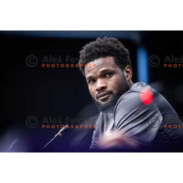 Benjamin Tetteh at the press conference after Prva liga Telemach football match between Maribor and Primorje in Ljudski vrt, Maribor, Slovenia on May 11, 2025. Photo: Jure Banfi