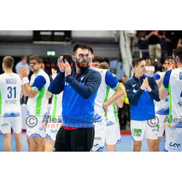 Miljan Vujovic during Euro Men 2026 Qualifiers handball match between Slovenia and Estonia in Golovec Hall, Celje, Slovenia on May 11, 2025