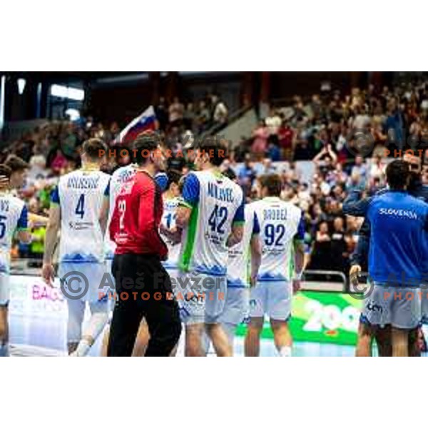 during Euro Men 2026 Qualifiers handball match between Slovenia and Estonia in Golovec Hall, Celje, Slovenia on May 11, 2025