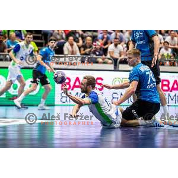 Gal Marguc during Euro Men 2026 Qualifiers handball match between Slovenia and Estonia in Golovec Hall, Celje, Slovenia on May 11, 2025