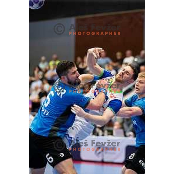 Mitja Janc during Euro Men 2026 Qualifiers handball match between Slovenia and Estonia in Golovec Hall, Celje, Slovenia on May 11, 2025
