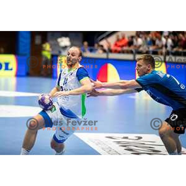 Domen Tajnik during Euro Men 2026 Qualifiers handball match between Slovenia and Estonia in Golovec Hall, Celje, Slovenia on May 11, 2025