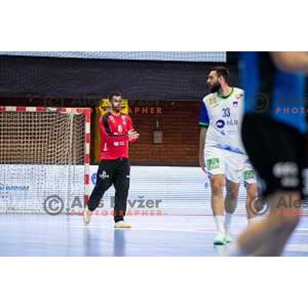Miljan Vujovic during Euro Men 2026 Qualifiers handball match between Slovenia and Estonia in Golovec Hall, Celje, Slovenia on May 11, 2025