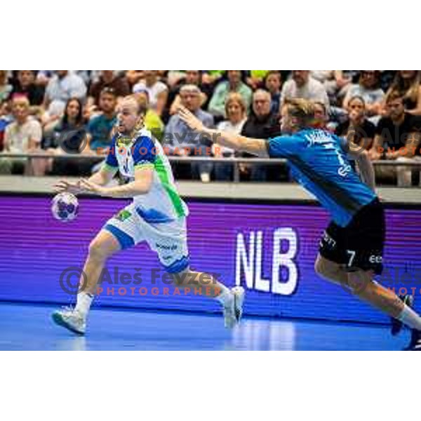 Domen Tajnik during Euro Men 2026 Qualifiers handball match between Slovenia and Estonia in Golovec Hall, Celje, Slovenia on May 11, 2025
